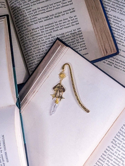 Magical Mushroom Bookmark with Natural Stone Pendant