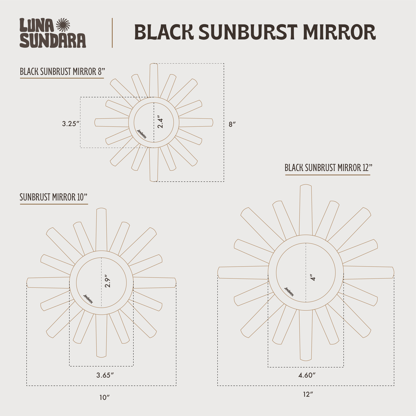 Peruvian Wall Mirror - Black Sunburst