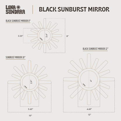 Peruvian Wall Mirror - Black Sunburst