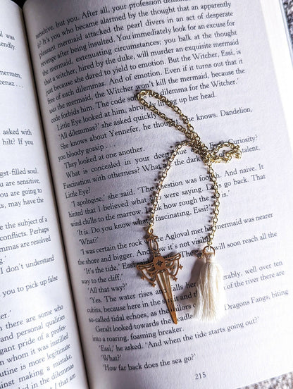 Fantasy High Fae Sword Gold Chain Bookmark