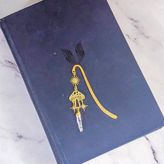 Magical Mushroom Bookmark with Natural Stone Pendant