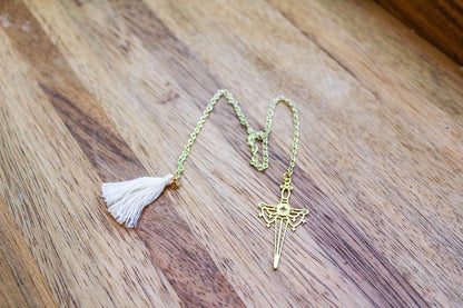 Fantasy High Fae Sword Gold Chain Bookmark