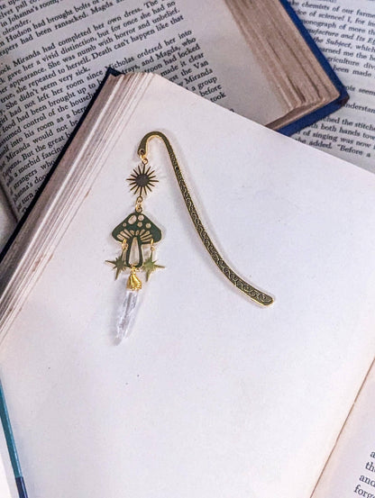 Magical Mushroom Bookmark with Natural Stone Pendant