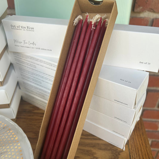 Out of the Blue beeswax candles