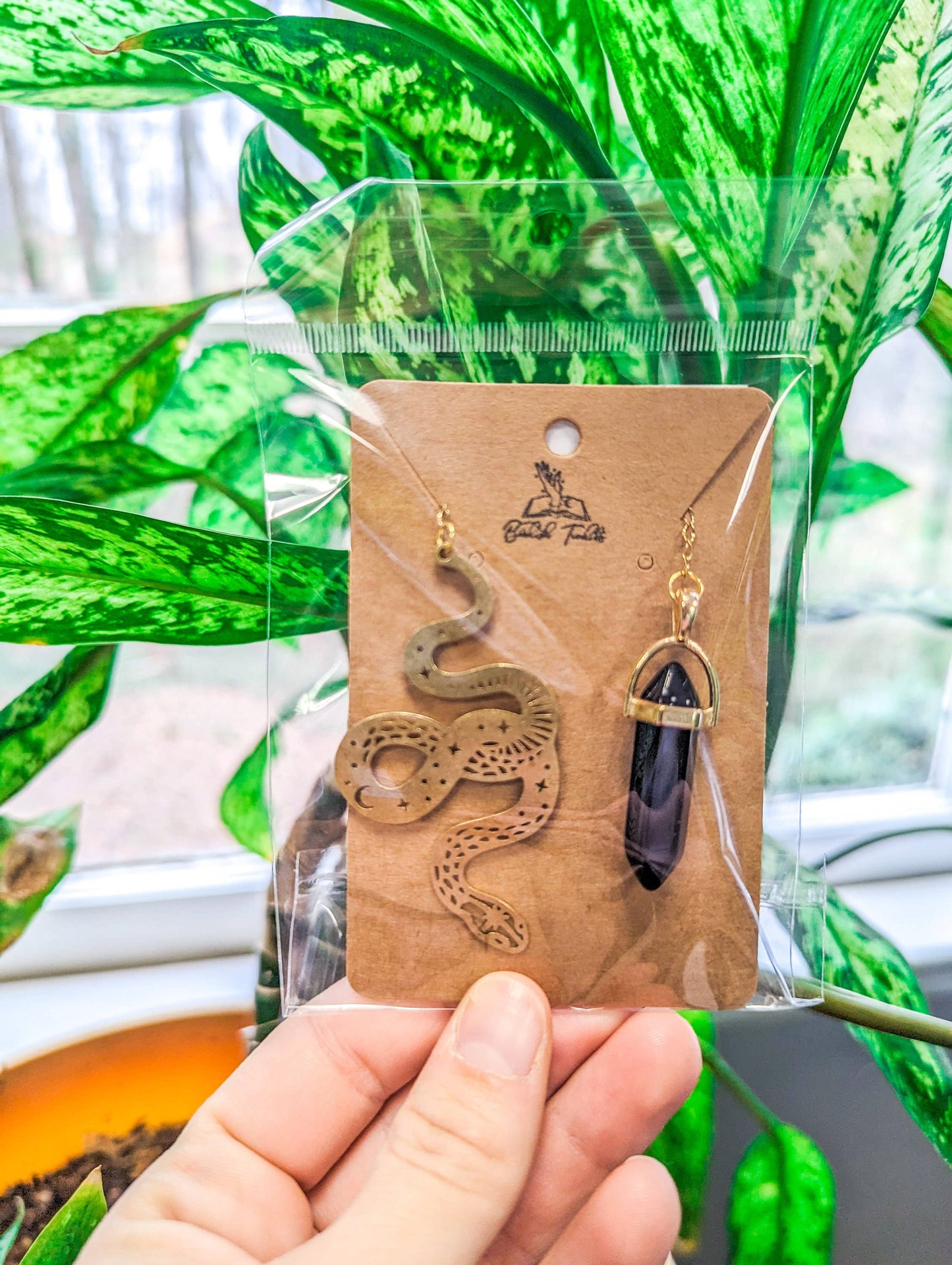 Celestial Snake Gold Chain Bookmark With Tassel or Crystal