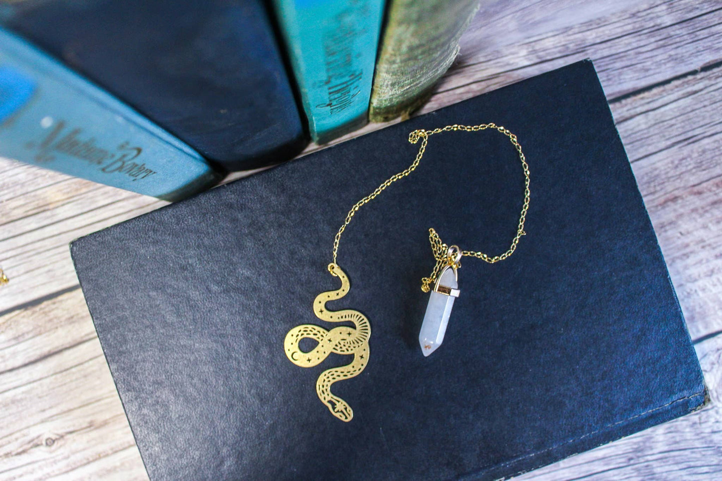 Celestial Snake Gold Chain Bookmark With Tassel or Crystal