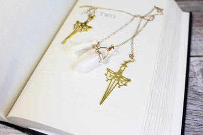 Fantasy High Fae Sword Gold Chain Bookmark